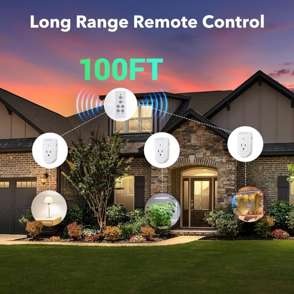 Wireless Remote Control Electrical Outlet Switch for Lights, Fans, Christmas Lights, Small Appliance, Long Range White (Learning Code, 3Rx-1Tx) 1200W/10A - Image 3