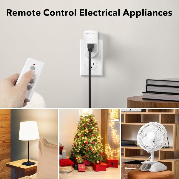 Wireless Remote Control Electrical Outlet Switch for Lights, Fans, Christmas Lights, Small Appliance, Long Range White (Learning Code, 3Rx-1Tx) 1200W/10A - Image 4
