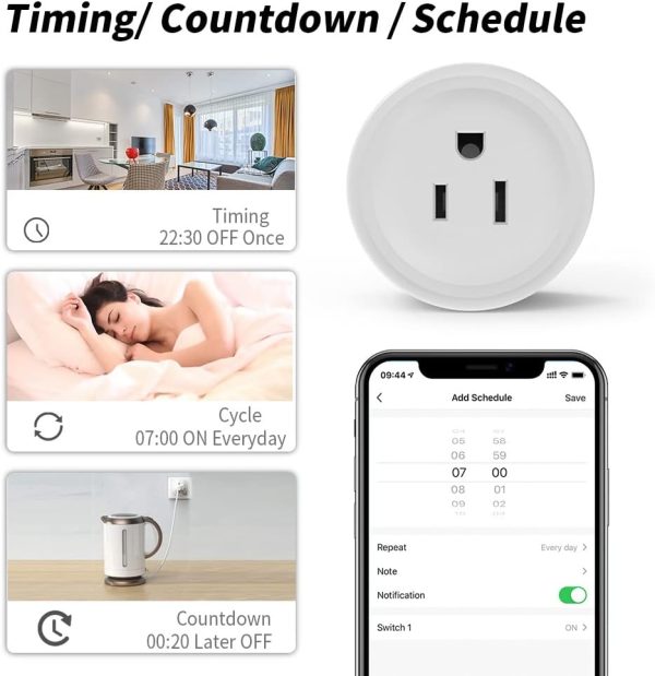Smart Plug Simple Set Up with One Voice Command, APP Remote Control，Voice Control, Timer & Schedulete, Stable Connection, Bluetooth Mesh, Require Echo ,16A, White - Image 5