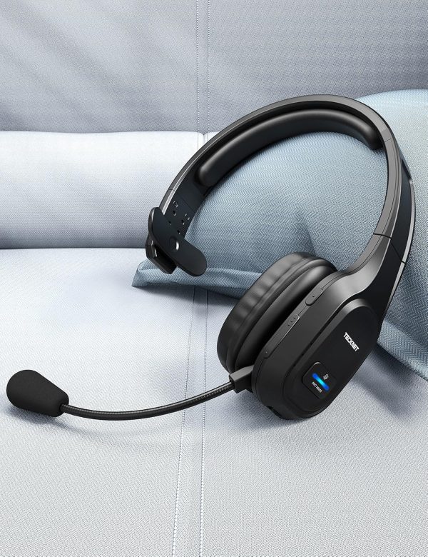 TECKNET Trucker Bluetooth Headphones with Microphone Noise Canceling Wireless On Ear Headset, Hands Free Wireless Headset for Cell Phone Computer Office Home Call Center Skype (Black) - Image 8